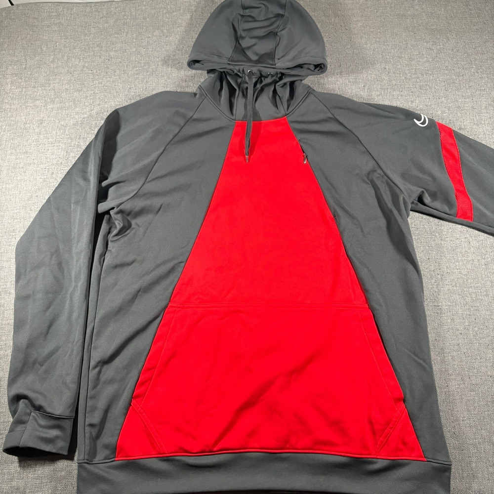 Nike Dri-FIT Hoodie Men Size XL Grey Red Colorblock‎ Performance Sweatshirt